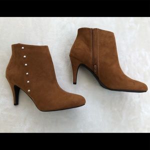 Studded high heeled booties